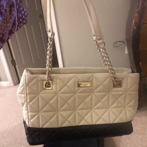 Black and cream leather patch work Kate Spade